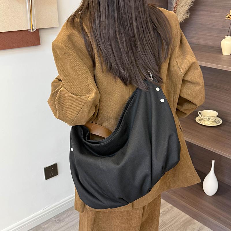 CANVAS Solid Color Zipper Casual Tote 2026 Classic Simple Versatile Shoulder Bags Four Seass Daily Commute Women's Handbags