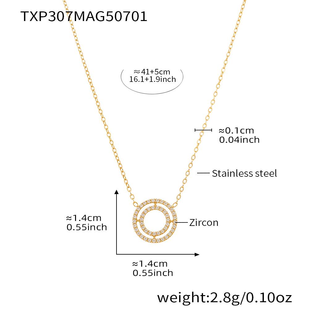 Qiong Yao European Style 18K Gold-Plated Full Diamond Double Ring Necklace & Bracelet Set in High-End Stainless Steel
