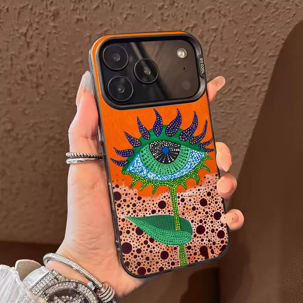 Yayoi Kusama Art Phone Case For iPhone 17,16,15,14,13,12,11,Pro Max,Plus Candy Silver Cover