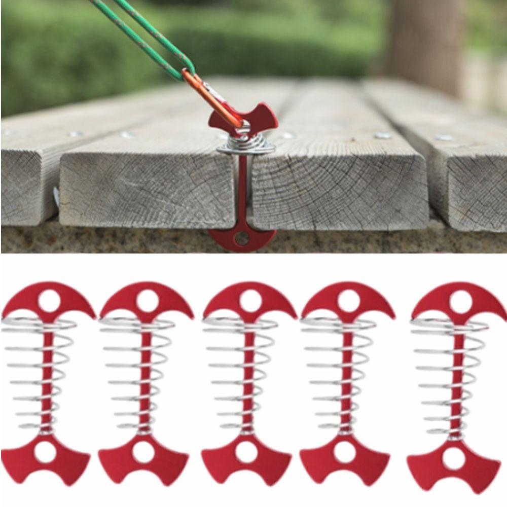 5 Pcs Spring Buckle Ground Anchor Aluminum Alloy Fishbone Deck Anchor Tents Canopies