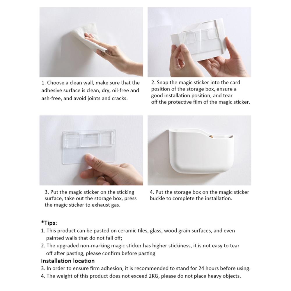 Self Adhesive with Partitions Storage Box Remote Control Holder Phone Charging Stand Organizer
