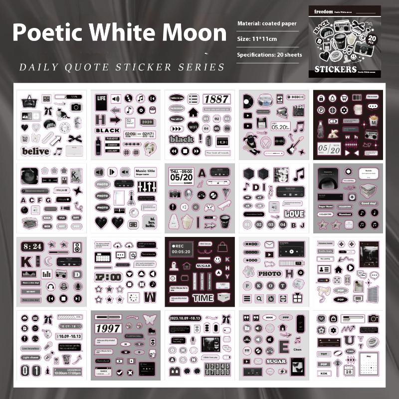 20 Sheets Mini Deco English Cutting-Free Handbook Daily Quotes Series Cut Film Sticker Book Diy Decorative Material Decals