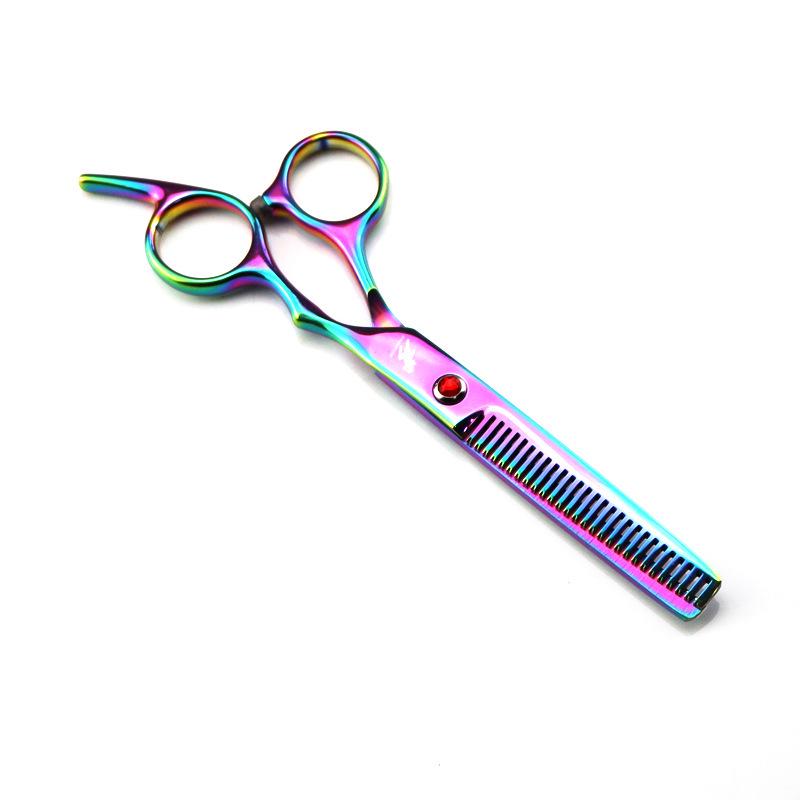 6.0 God Walker Hairdressing Scissors Set: Straight, Serrated, Thinning, Color Slanted Tail, 7 Pieces.