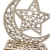 Eid Mubarak Decorations Wooden Ramadan Ornament Tabletop Decor Plaque Craft With 3D Openwork Carving