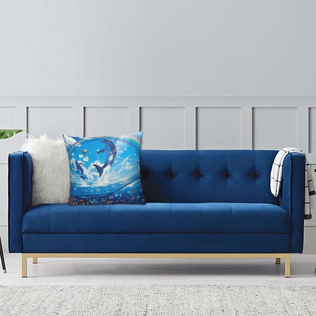Symphony Dolphins Frutiger Aero Kuddfodral Roligt Kuddfodral Mjukt Anpassat Kuddöverdrag Örngott För Soffa Sovrum Heminredning