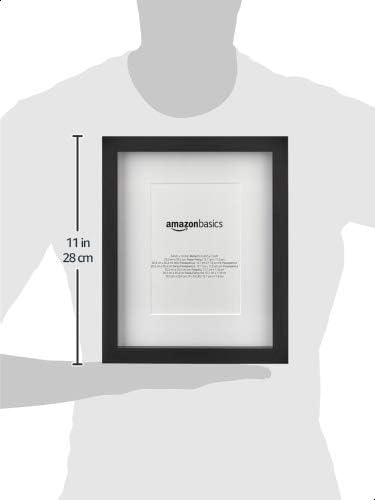 Amazon Basics Photo Frames, Black Rectangular, Compatible with 6-Cut Sizes, Set of 2, 20cm X 25cm & 13cm X 18cm