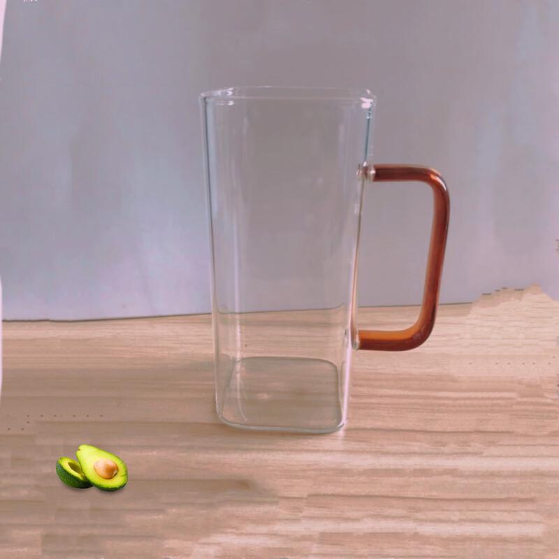 

Shangqi Amber Square Glass Water Cup Set with Handles