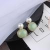 Green Acrylic Square Bead Drop Earrings for Women Elegant White Round Imiation Pearl Dangle Earrings Party Trendy Zircon Gift