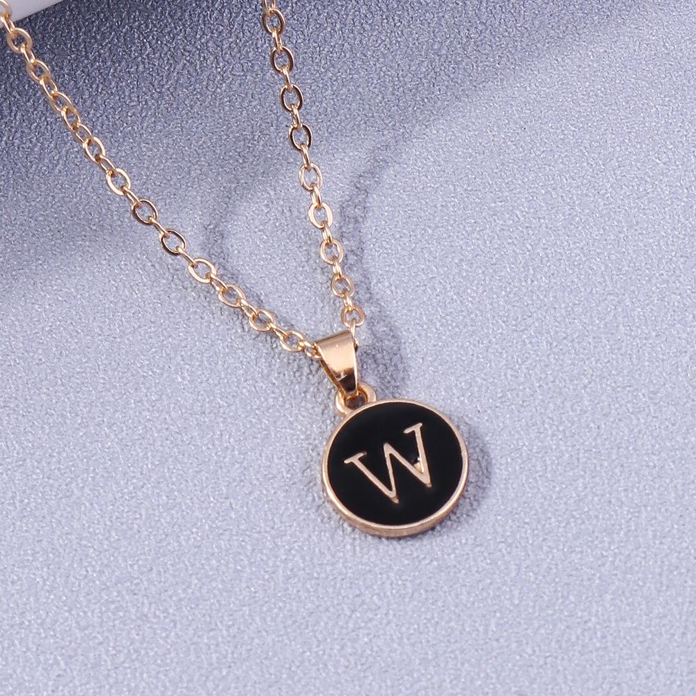 Fashion Enamel Initials Letter Pendant Necklace for Women Girls A-Z Alphabet Name Necklace Birthday Jewelry Gift