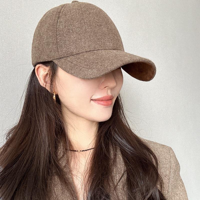 Autumn and Winter Wool Stiff-top Baseball Cap, Shapes A Small Face, Thickened Unisex British-style Hat, Warm Hat