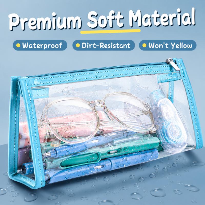 Transparent Pencil Case Large Capacity PU Clear Zipper Pen Bag Multi Layer Storage Organizer For Students Office School Stationery Use