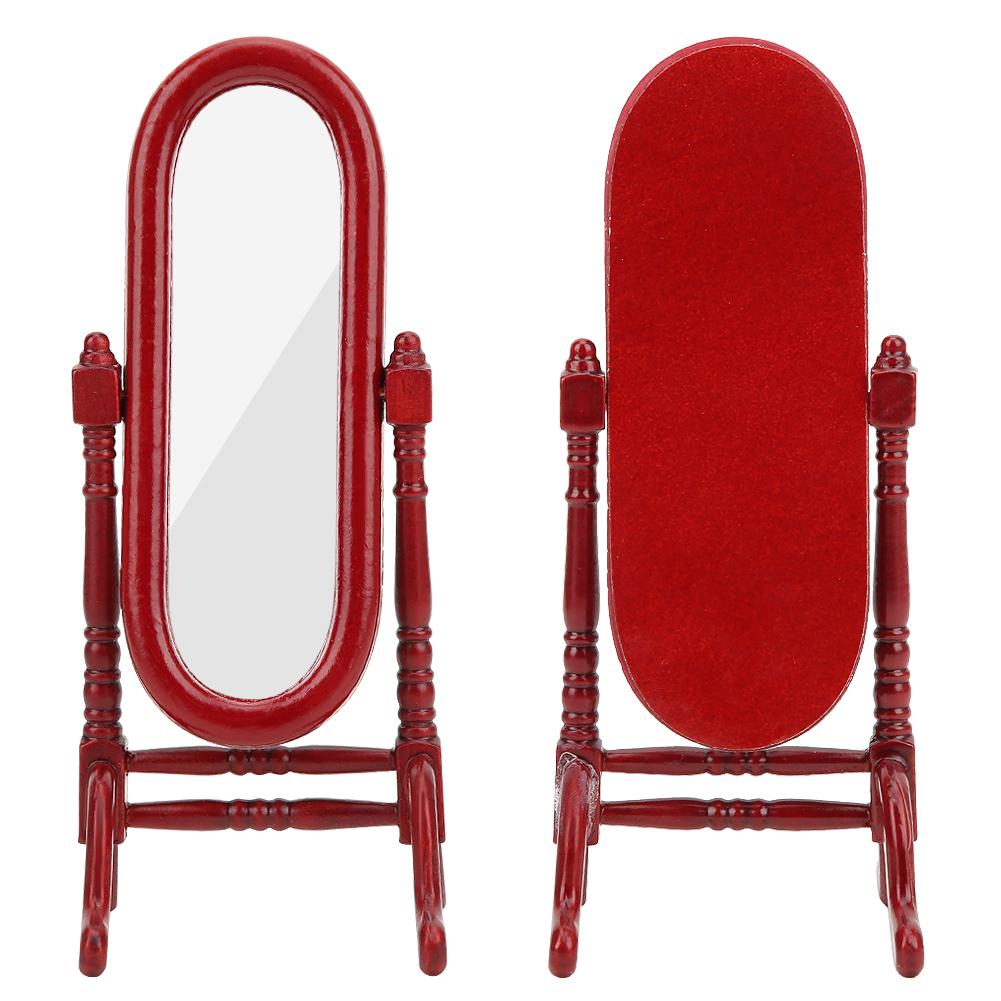 1:12 Doll House Full Length Dressing Mirror Model Accessory Room Furniture Toy(Brown )