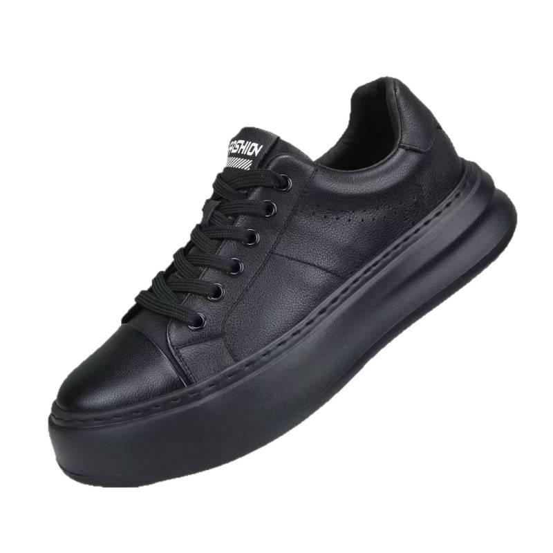 Cross-Border Leather Little White Shoes Men'S Thick-Soled Lightweight Sports Shoes First-Layer Cowhide Breathable Casual Shoes Niche Sense Board