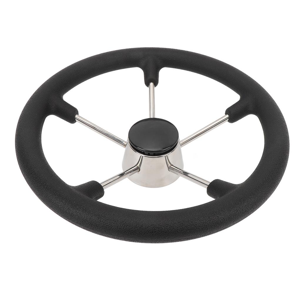 Boat Steering Wheel 5 Spoke Stainless Steel Marine Steering Wheel with PU Foam Grip and Center Cap for Yachts