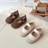 Girls' 2026 Spring/Autumn Mary Jane Leather Moccasins - Soft Sole Princess Shoes for Kids