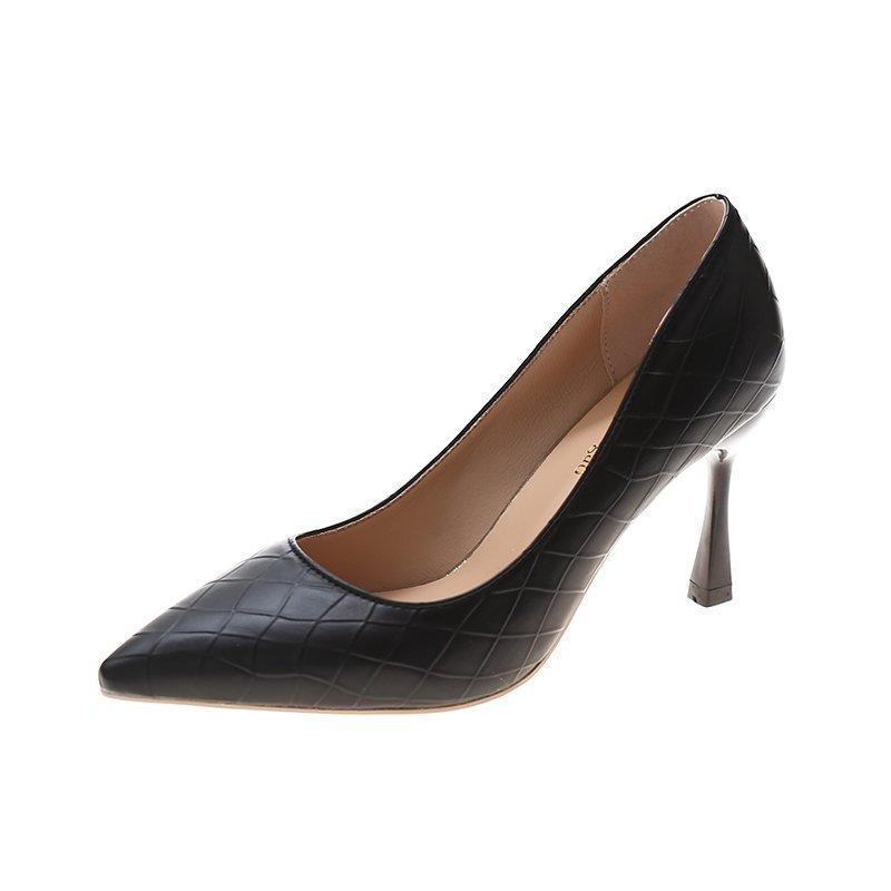 

Spring 2021 new pointed head shallow mouth single shoes women s high heel professional work women s thin heel single shoes 34 чёрный