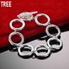 925 Sterling Silver Openwork Circular Side Chain Simple Bracelet Gift Jewelry