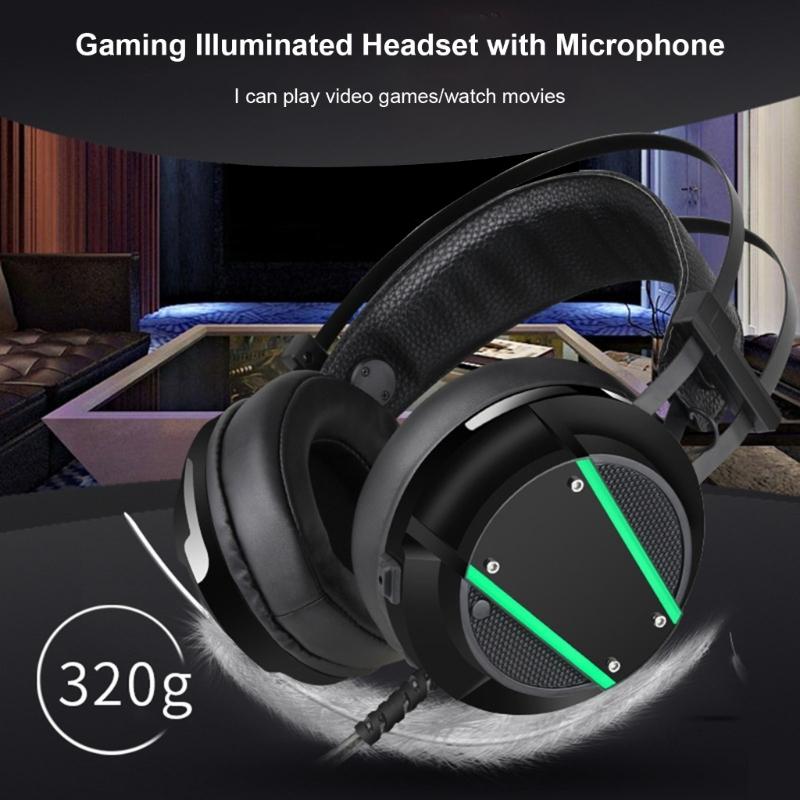 Immersive Gaming Headphones With Sensitive Mic, LED Lighting,3.5mm Plugs Compatible for PC Consoles for Interactive Play