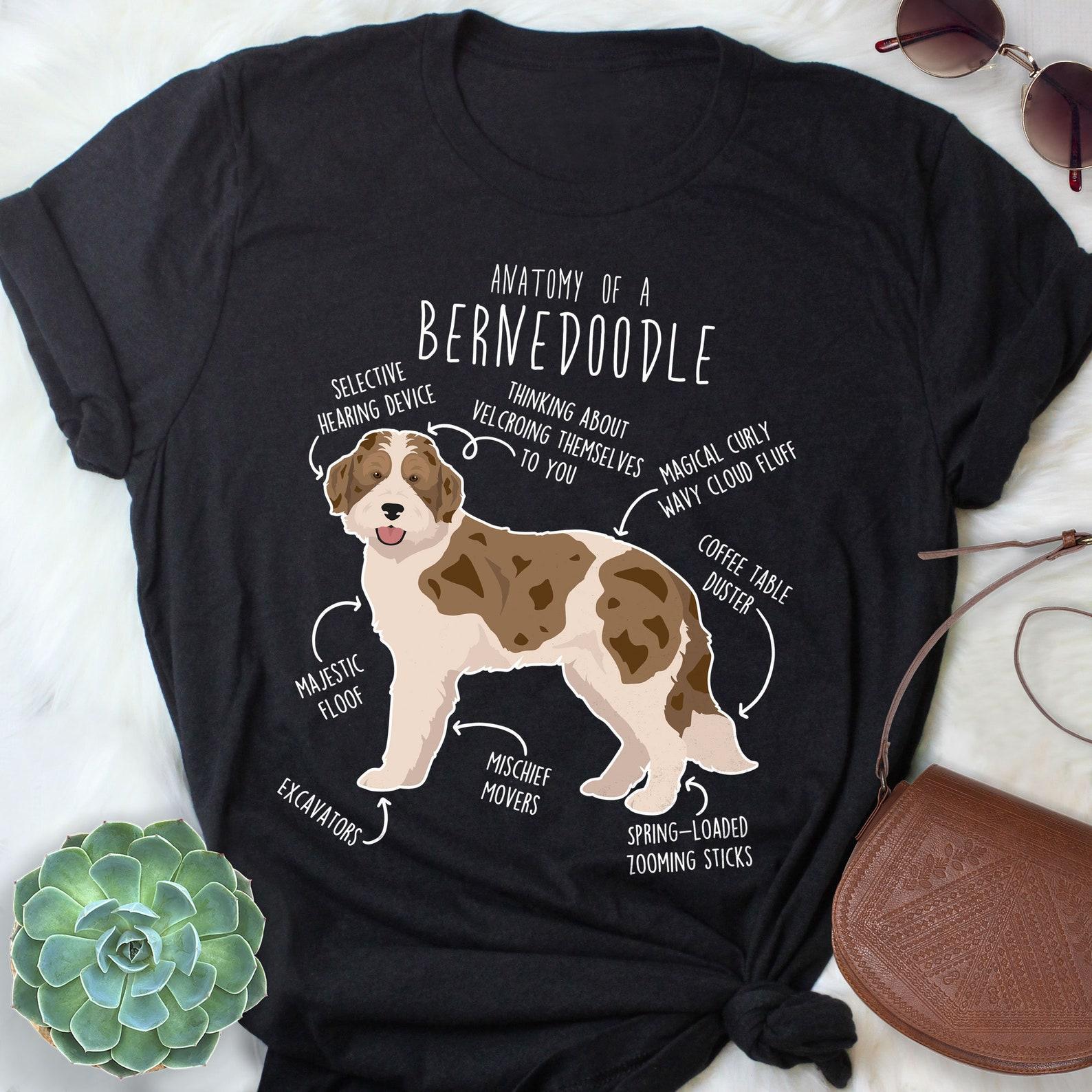 Bernedoodle Shirt, Parti Chocolate Merle Bernedoodle Dog Lover Gift, Funny Cute Doodle T-shirt Poodle Mix Cross Tshirt Mom Dad Red 140
