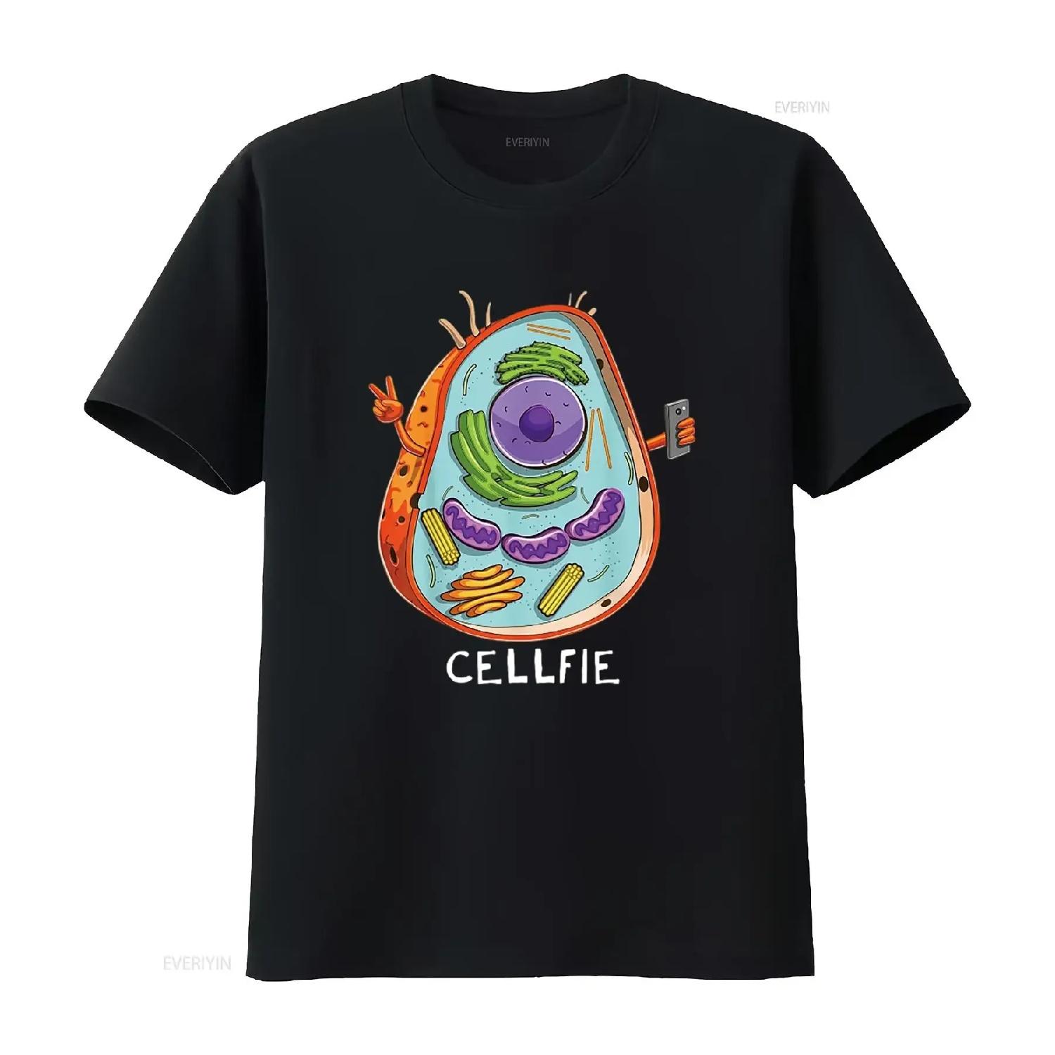 

Cell Fie Biology T Shirt Cellular Science Teacher Black Large vintage Washed Top For Everyday Wear streetwear Stretched Casual XXXXXL чорний