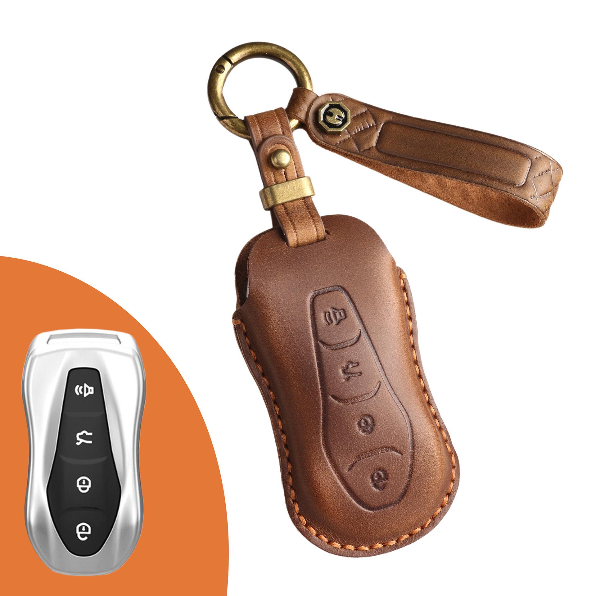 

Ретро чехол для ключа подходит для Geely Xingyue Car Boyue Pro, пряжка-ракушка, ручная работа, кожаная сумка для защиты ключа коричневый