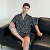 Couple pajamas women's summer ice silk short sleeves 1011 new large size men's simulated silk loungewear set