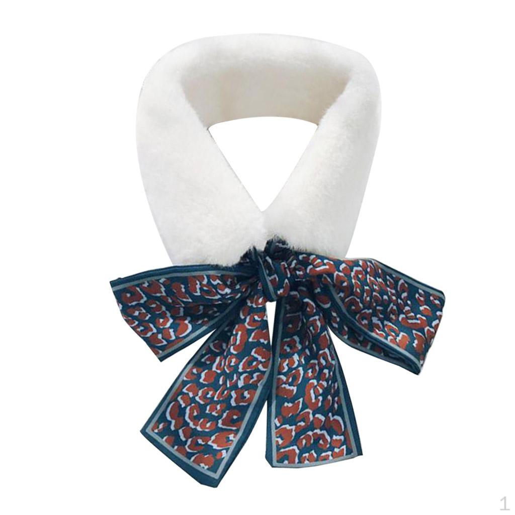 Scarf - Plush Leopard Ribbon Scarves for Winter Coat, Sweater, Blouse Shirt