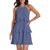 2026 European Sleeveless Patchwork Pleated Hem Women's Dress