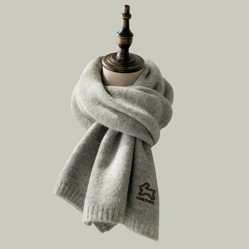 Embroidered Bunny Knitted Scarf Women's Autumn and Winter Korean Version Japanese Versatile Ins Tide Cute Student Wool Scarf