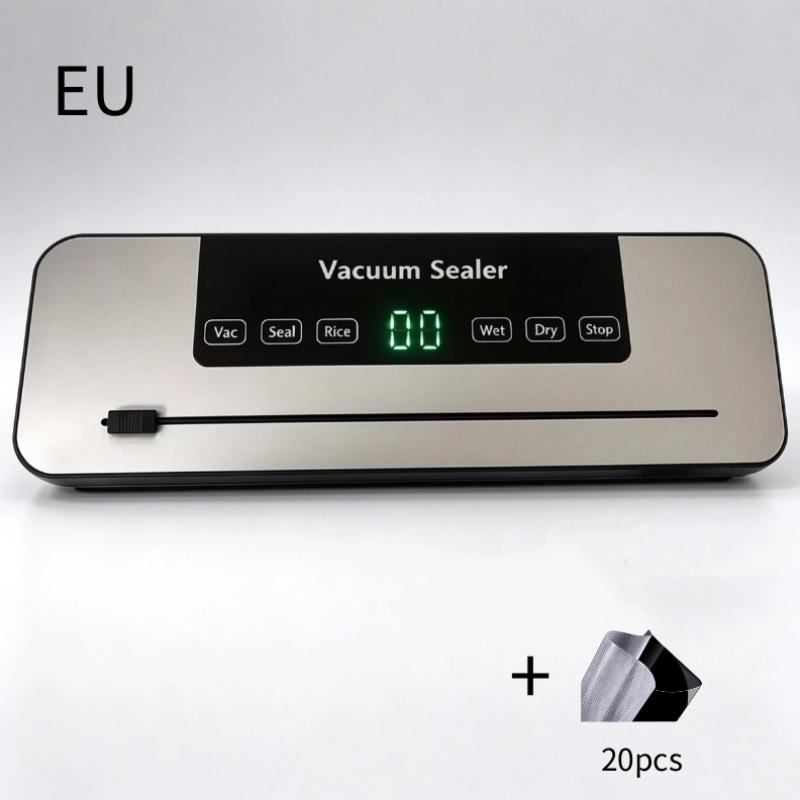 1Set Kitchen Food Storage Seal Electric Vacuum Sealer Built-In Cutter Touch Button Dry/Wet Food Sealing Vacuum Packaging Machine