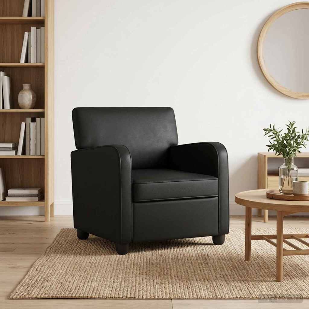 Armchair Glossy Black Faux Leather
