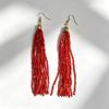 Colorful Tassel Rice Bead Earrings with Long Hooks: Enhance Your Facial Lines