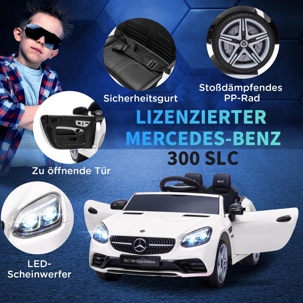 Children's Electric Car, with LED Headlights, Safety Belt, Horn, Music, 3 To 5 Km/h, White, 107 X 62.5 X 44cm