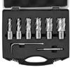 Annular Cutter Set, 6 Pcs Weldon Shank Mag Drill Bits, 1" Cutting Depth, 1/2" To 1-1/16" Cutting Diameter, M2AL High-Speed Steel, with Pilot Pin and
