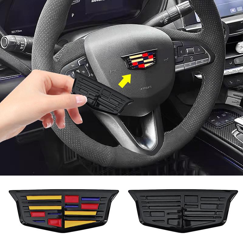 1 piece ABS Car Logo Steering Wheel Decoration Badge Sticker Emblem Accessories For Cadillac CT4 CT5 CT6 XT4 XT5 XT6 XTS ATS