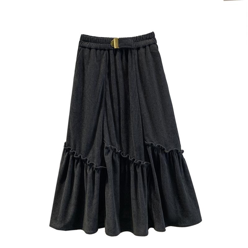 DIMANAF 2025 Übergröße Neu Frühling Jeansröcke Damenbekleidung Mode Locker Plissee-Rock Hohe Taille Vintage