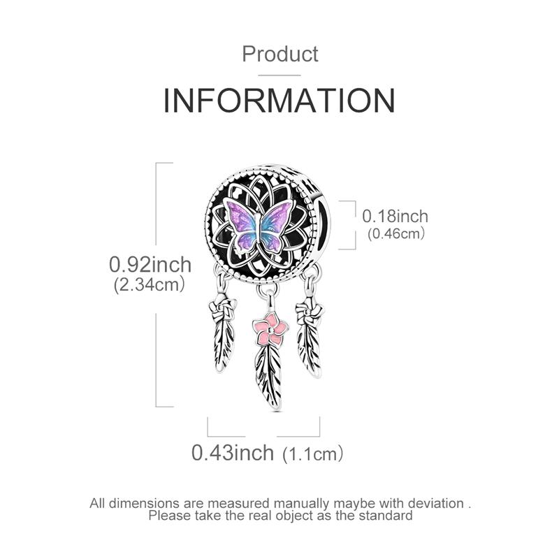 Charm Genuine Copper Tulip Butterfly Chameleon Pendant Piece Bead Elements Suitable For Authentic Bracelet Style For Women Jewelry Creation Present