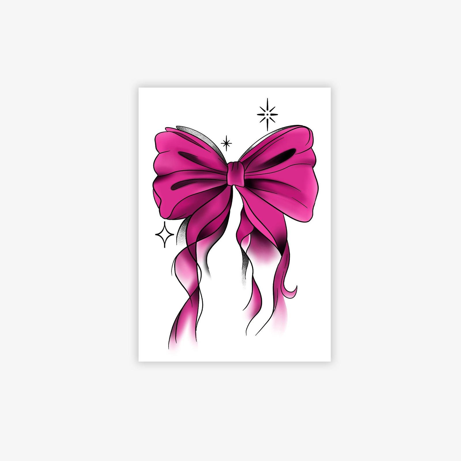 Premium Personality Simple Retro Dark Bow Clavicle Tattoo Sticker 7*10