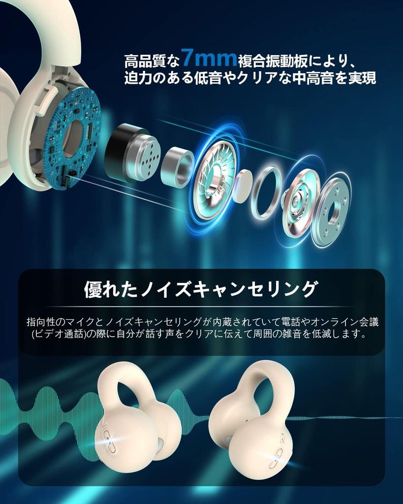 OWS Earphones Bluetooth Earphones, True Wireless Earbuds with Ear Cuffs, Bluetooth 5.3 with Mic, More Comfortable Than Bone Conduction Earphones,