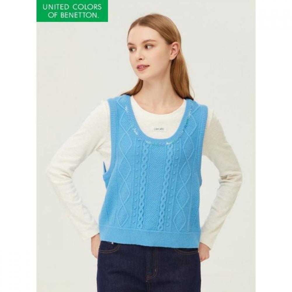 

Benetton Cable Knit Vest Bakv04411 PK/OS