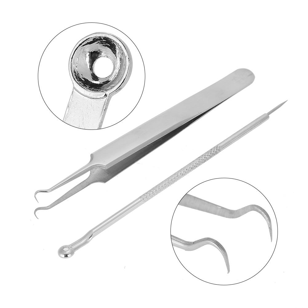 Stainless Steel Blackhd Removal Tool Kit Curved Tweezer Double end Pimple Extractor