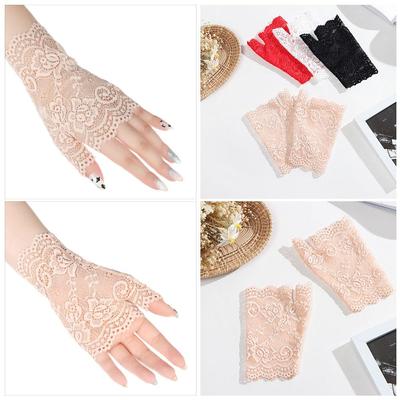 Fashion Half Finger Dance Driving Gloves Fingerless Mittens Lace Gloves Short Gloves