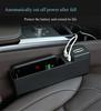 Black Plastic Car Seat Crevice Storage Box with USB Port Wireless Charging Board