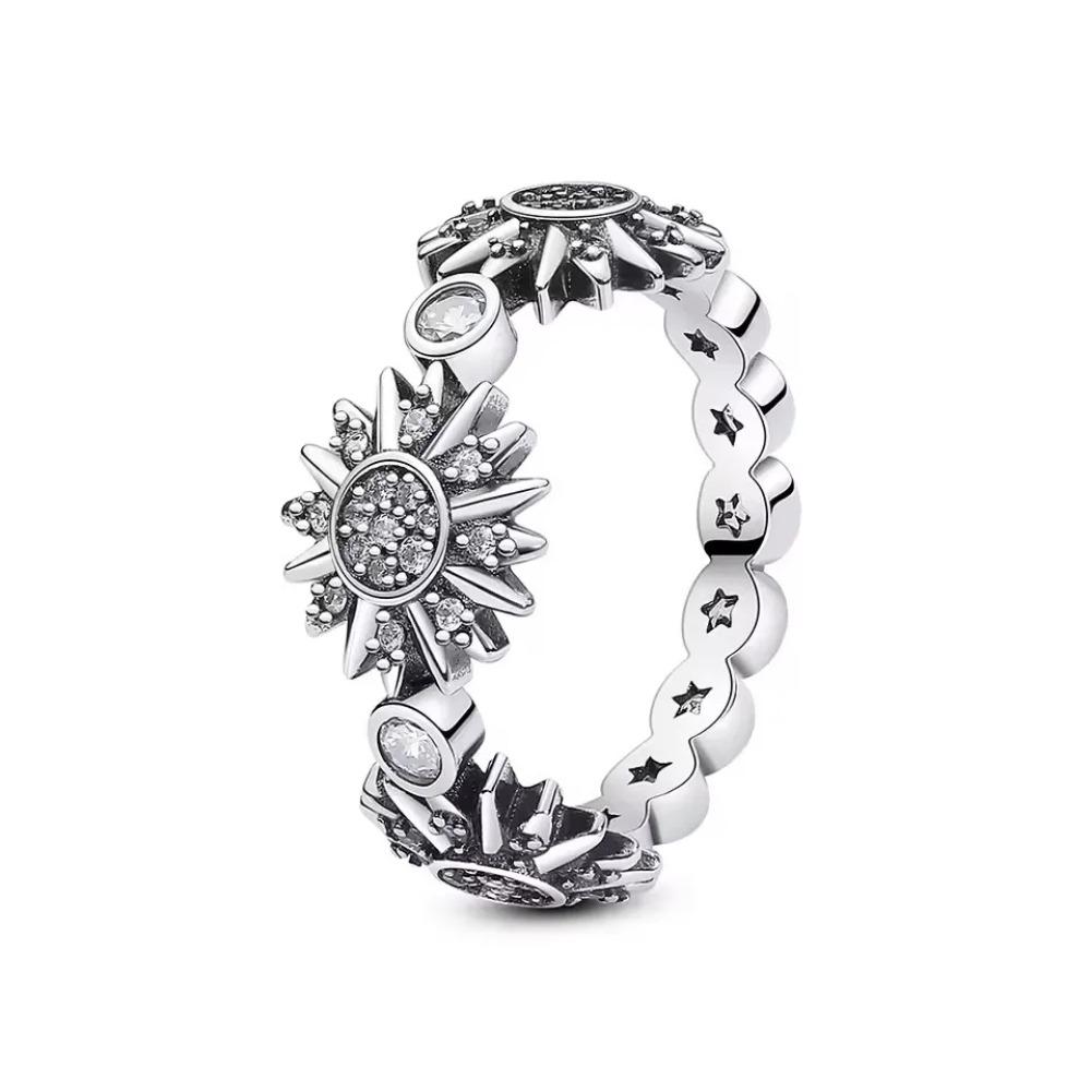 Boże Narodzenie Srebro 925 Korona Serce Kwiat Skrzydło Cyrkon Błyszczące Pierścionki Dla Kobiet Biżuteria Fine Jewelry ślub Rocznica Prezenty