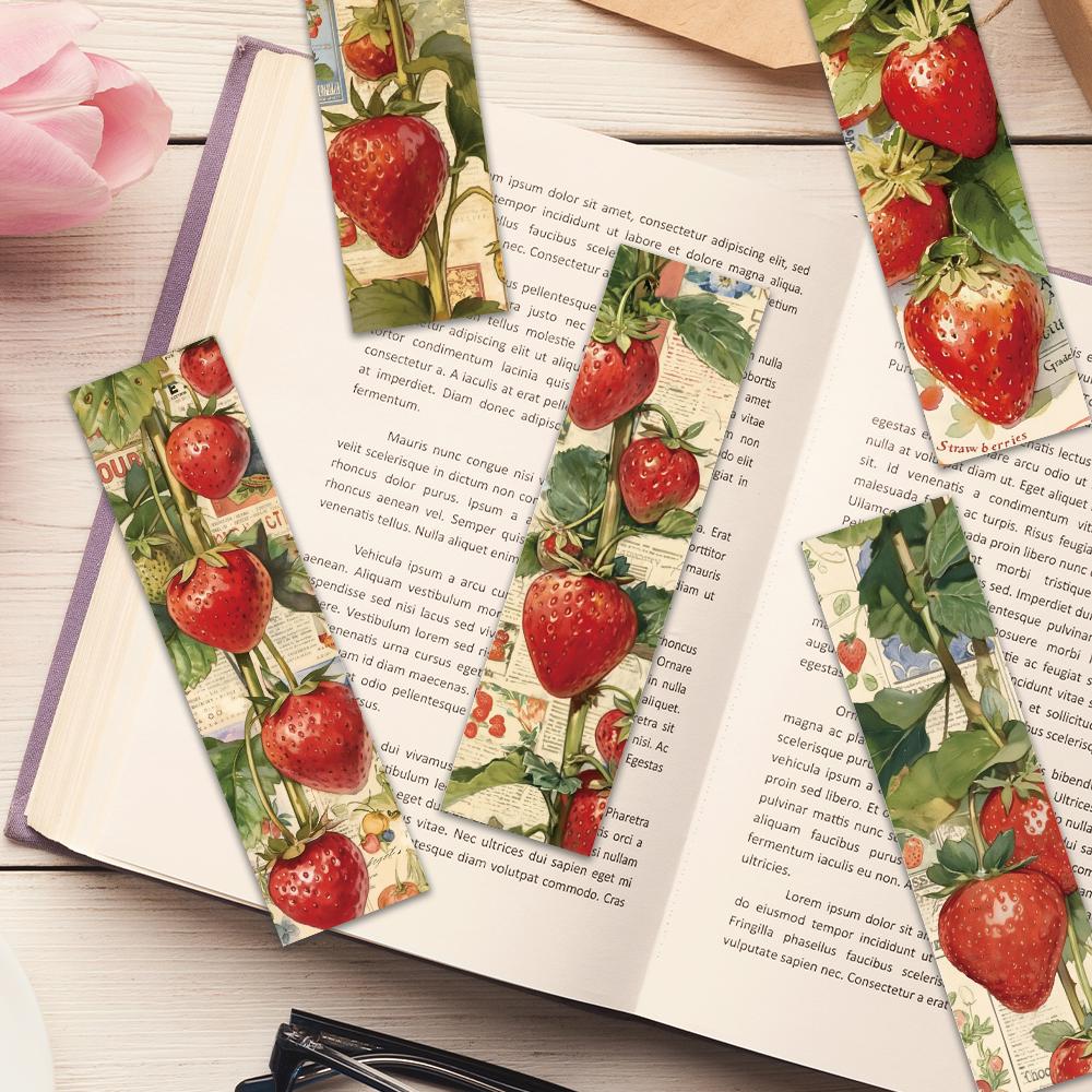 32pcs, Illustrated Strawberry Bookmark, Suitable for Teachers, Readers, and Enthusiasts, Gifts, Bookmarks, Parties, Birthdays