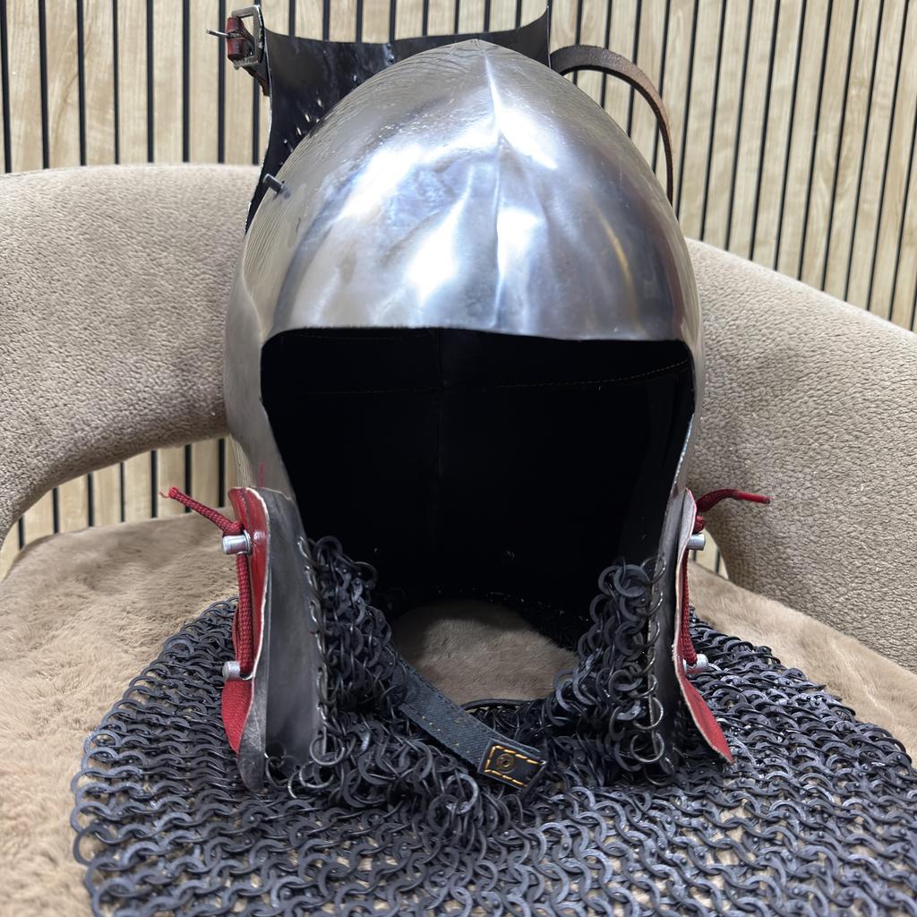 Handmade Medieval Barbute Helmet – 16 Gauge Steel Knight Armor, Wearable LARP Cosplay Helmet, Collector Gift