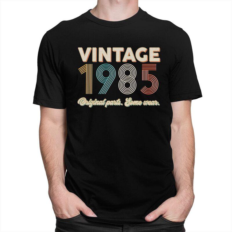 Custom Vintage Original Parts Some Wear 1985 40th Birthday T Shirt Men Short Sleeve 100 Cotton Tshirt Casual Tee Tops