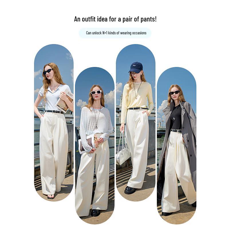 Sancai 2025 Autumn Casual High-Waist Wide-Leg Pants