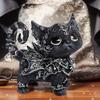 Mystical Black Cat Statue Halloween Decoration Elegant Accented Kitten Sculpture Intricate Gothic Home Decor Enchanting Figurine