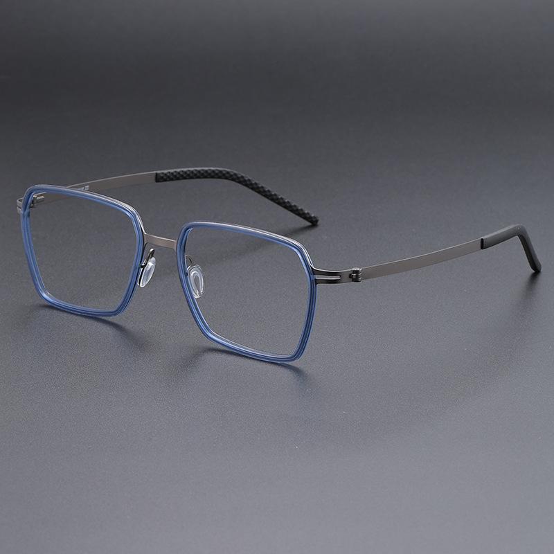 

Ultra-light Titanium Alloy Acetate Glasses Frame Anti-blue light Square Frame Casual Retro Full Frame Men Women Eyewear